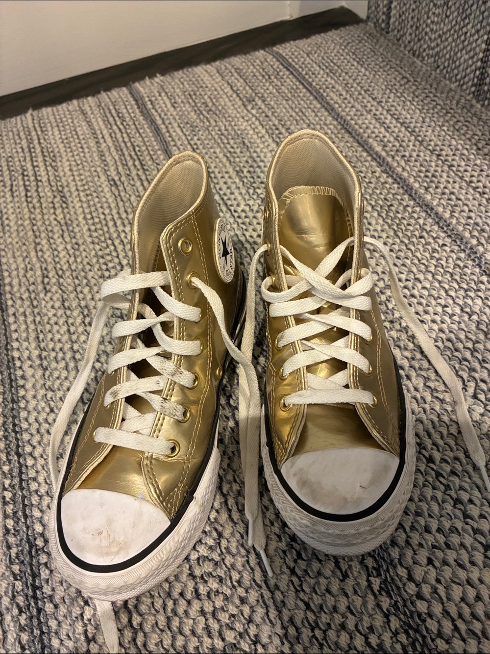 Converse Kids Metallic Gold High-Top Sneakers with White Laces